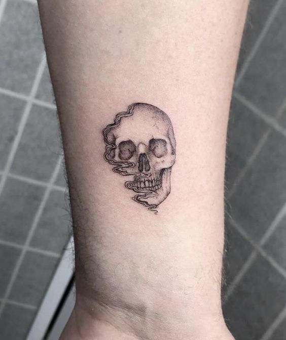 Shaded Skull Tattoo on Forearm